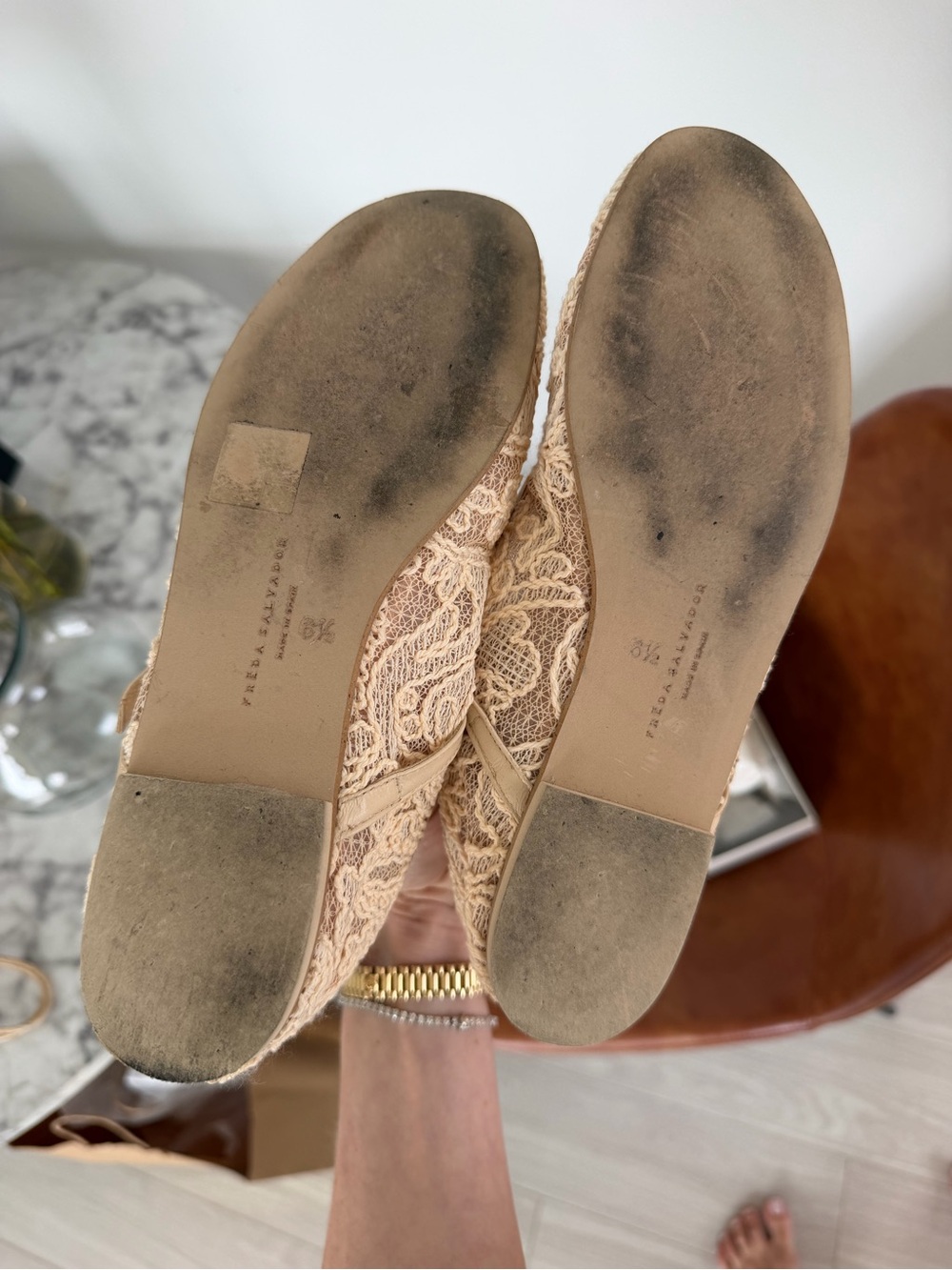 Freda Salvador Nude Lace Mary Jane Ballet Flat - Picture 6 of 8